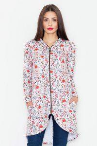 Ecru Bluza w Kwiaty z Kapturem