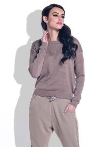 Cappuccino Cienki Sweter z Odkrytymi Plecami