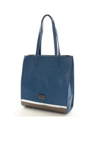 Niebieska Prostokątna Torba Typu Shopper z Lamówką