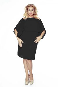 Czarna Sukienka Wieczorowa z Szyfonem PLUS SIZE