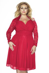 Czerwone Koronkowe Bolerko PLUS SIZE