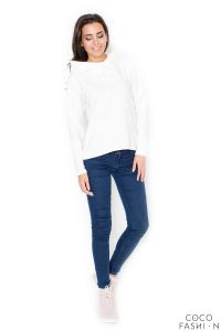 Ecru Bluza z Kapturem i Suwakami